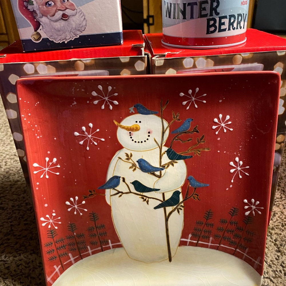 NWT - Snowman Serving Plate - 9” x 9”